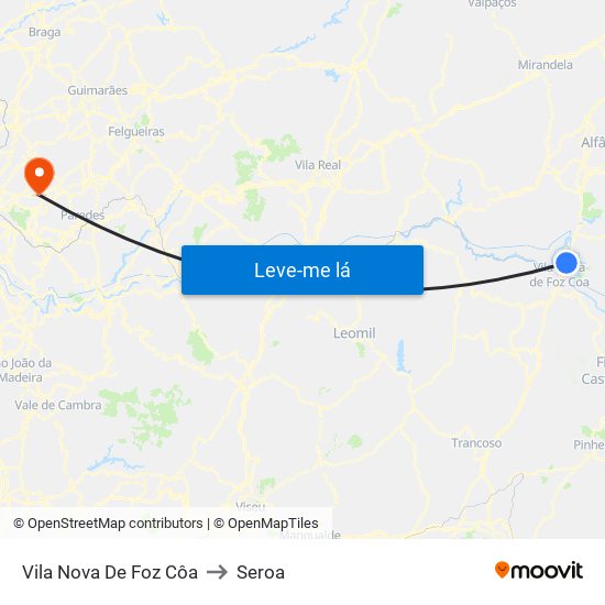 Vila Nova De Foz Côa to Seroa map
