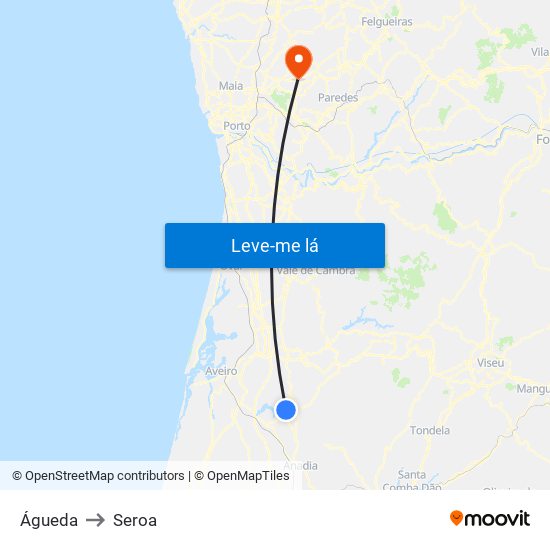 Águeda to Seroa map