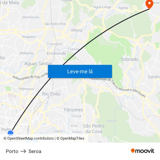 Porto to Seroa map