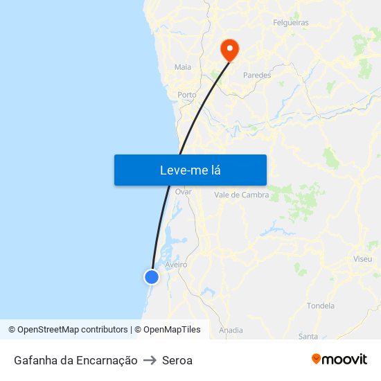 Gafanha da Encarnação to Seroa map