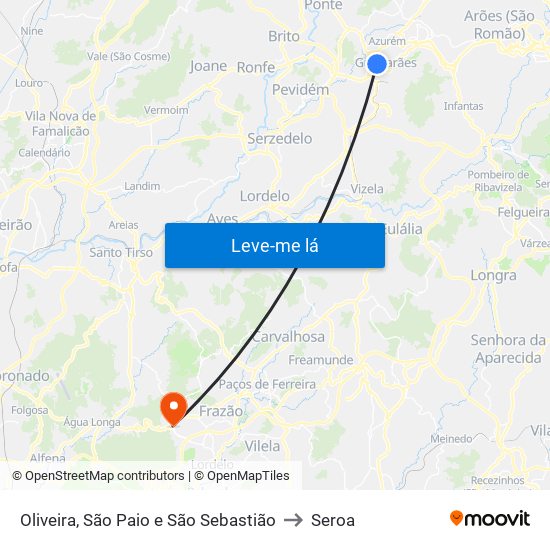Oliveira, São Paio e São Sebastião to Seroa map