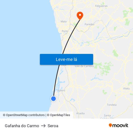 Gafanha do Carmo to Seroa map