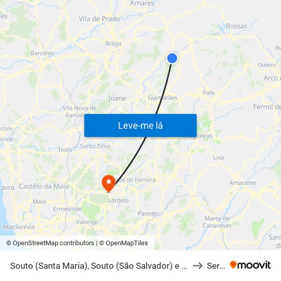 Souto (Santa Maria), Souto (São Salvador) e Gondomar to Seroa map