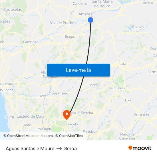 Águas Santas e Moure to Seroa map