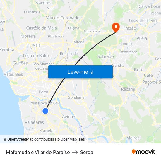 Mafamude e Vilar do Paraíso to Seroa map