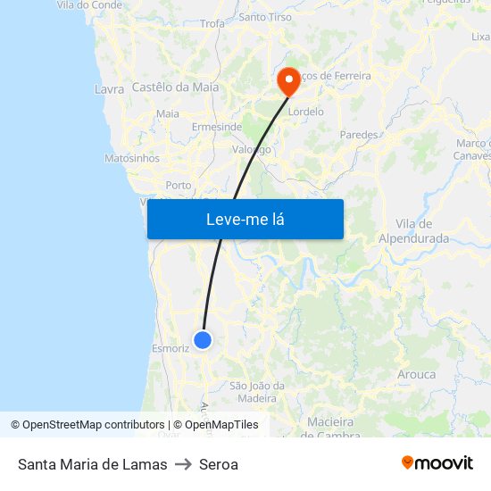 Santa Maria de Lamas to Seroa map