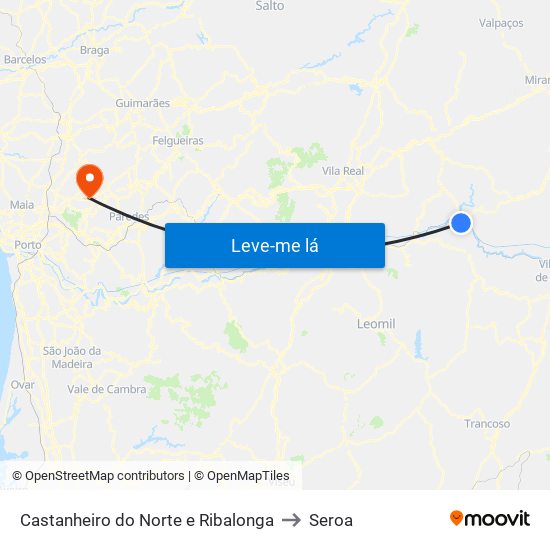 Castanheiro do Norte e Ribalonga to Seroa map