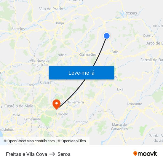 Freitas e Vila Cova to Seroa map