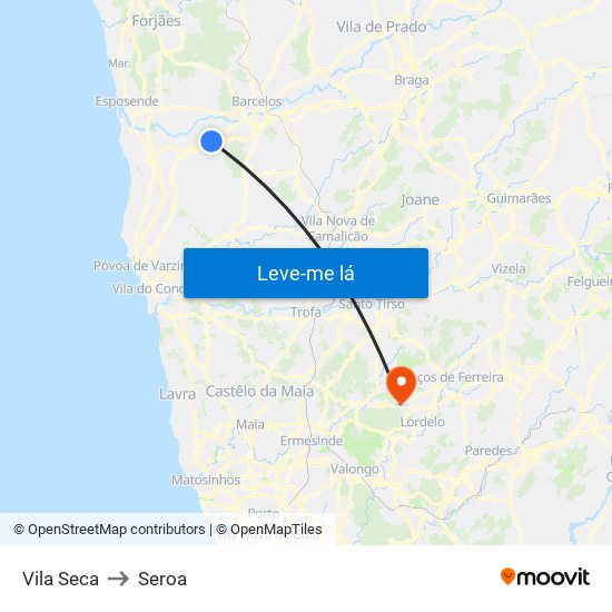 Vila Seca to Seroa map