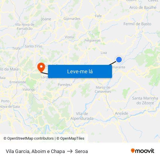 Vila Garcia, Aboim e Chapa to Seroa map