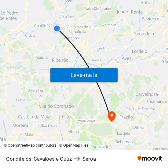 Gondifelos, Cavalões e Outiz to Seroa map