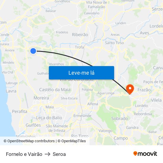 Fornelo e Vairão to Seroa map