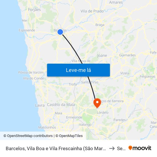 Barcelos, Vila Boa e Vila Frescainha (São Martinho e São Pedro) to Seroa map