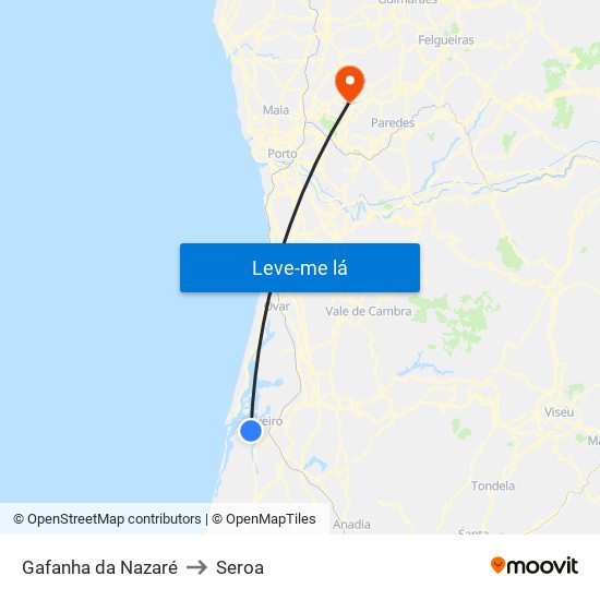 Gafanha da Nazaré to Seroa map