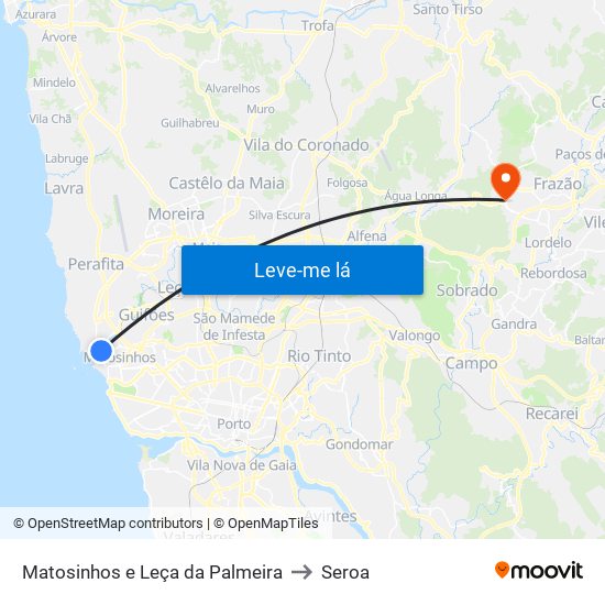 Matosinhos e Leça da Palmeira to Seroa map