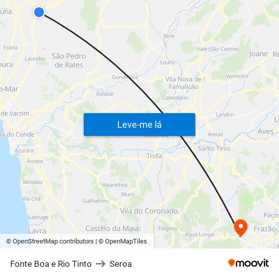 Fonte Boa e Rio Tinto to Seroa map