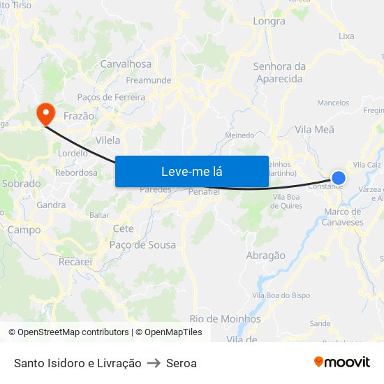 Santo Isidoro e Livração to Seroa map