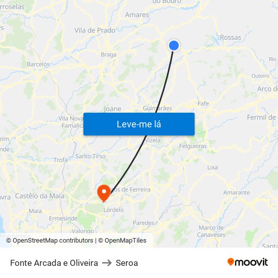 Fonte Arcada e Oliveira to Seroa map