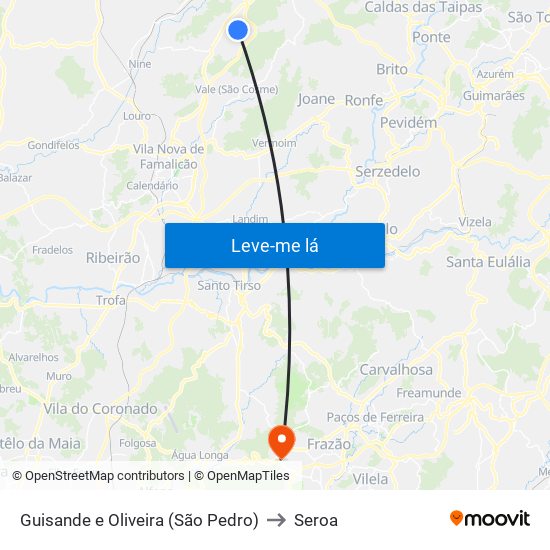 Guisande e Oliveira (São Pedro) to Seroa map