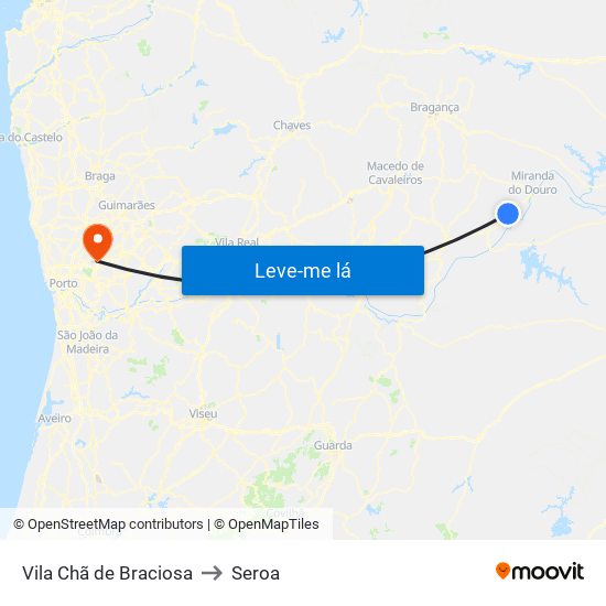 Vila Chã de Braciosa to Seroa map