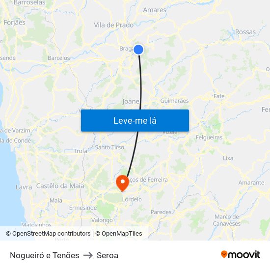 Nogueiró e Tenões to Seroa map