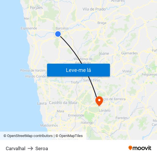 Carvalhal to Seroa map