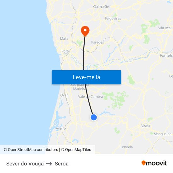 Sever do Vouga to Seroa map