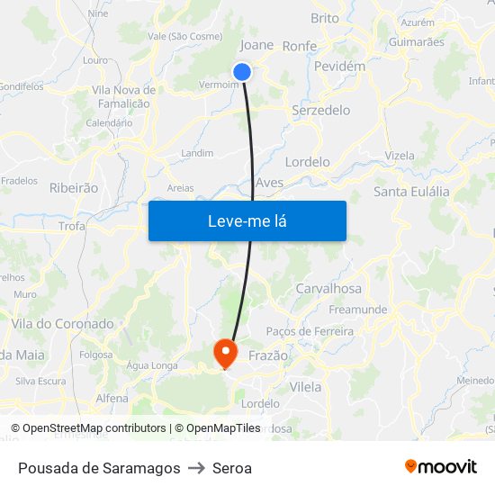 Pousada de Saramagos to Seroa map