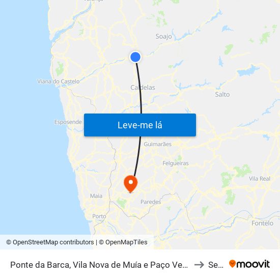 Ponte da Barca, Vila Nova de Muía e Paço Vedro de Magalhães to Seroa map