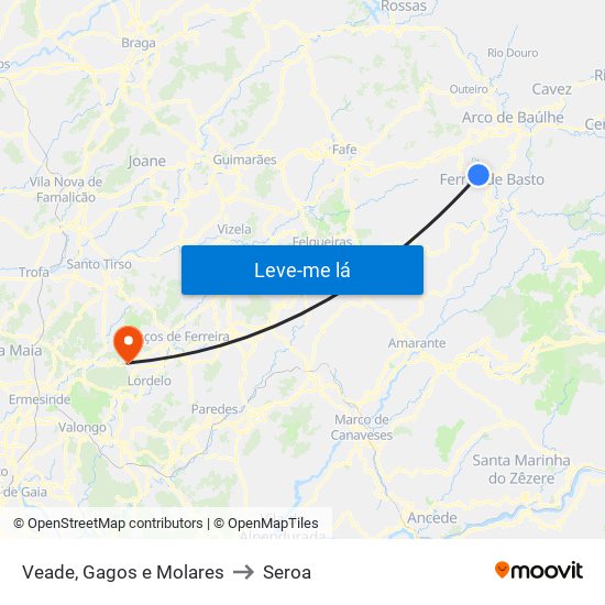 Veade, Gagos e Molares to Seroa map