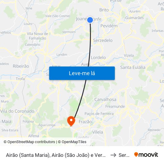 Airão (Santa Maria), Airão (São João) e Vermil to Seroa map