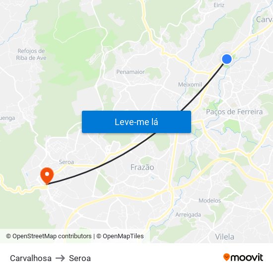 Carvalhosa to Seroa map