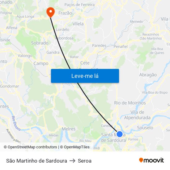 São Martinho de Sardoura to Seroa map