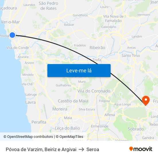 Póvoa de Varzim, Beiriz e Argivai to Seroa map