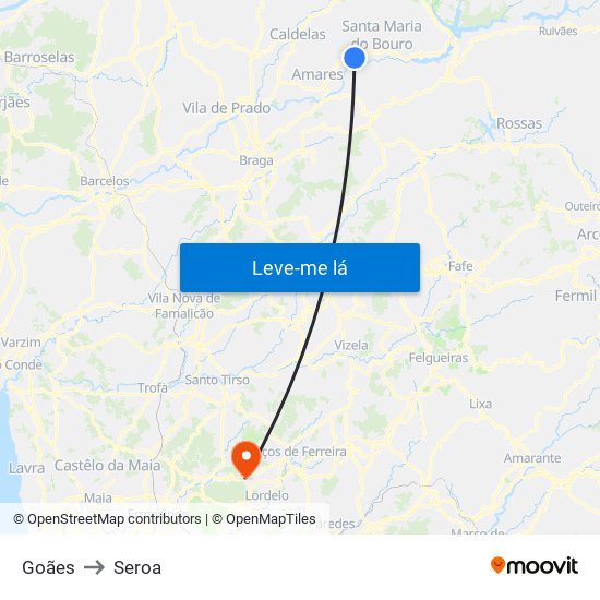 Goães to Seroa map
