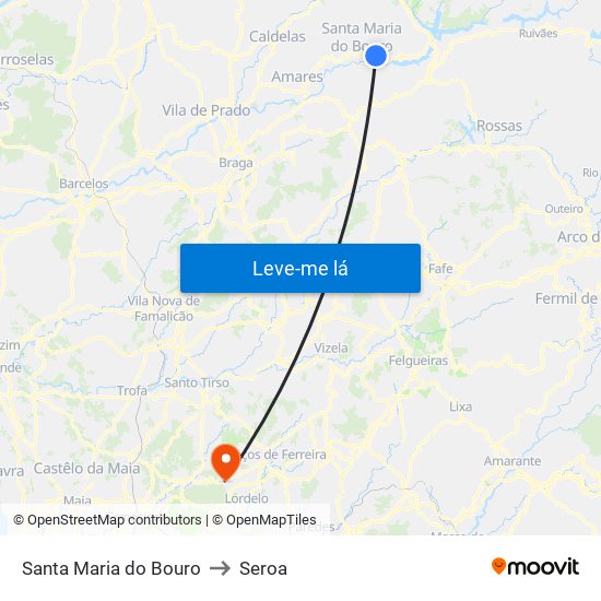 Santa Maria do Bouro to Seroa map