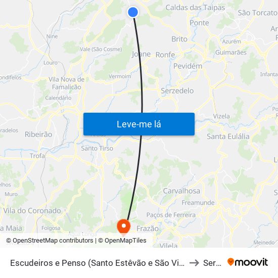 Escudeiros e Penso (Santo Estêvão e São Vicente) to Seroa map