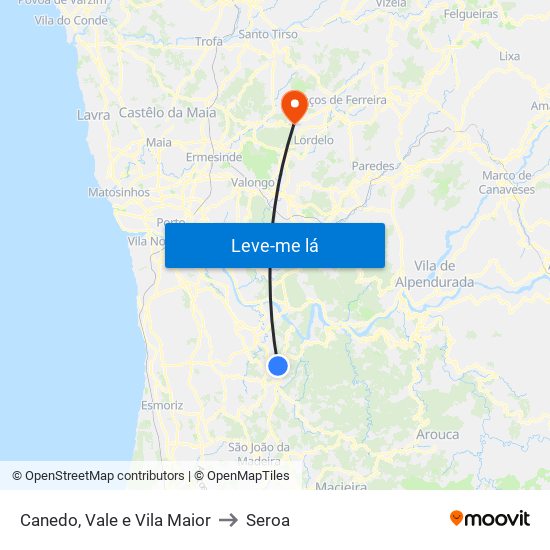 Canedo, Vale e Vila Maior to Seroa map