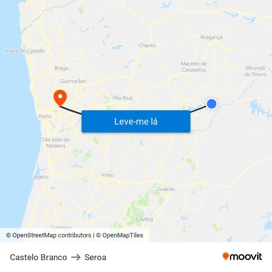 Castelo Branco to Seroa map