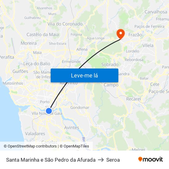 Santa Marinha e São Pedro da Afurada to Seroa map