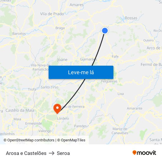 Arosa e Castelões to Seroa map