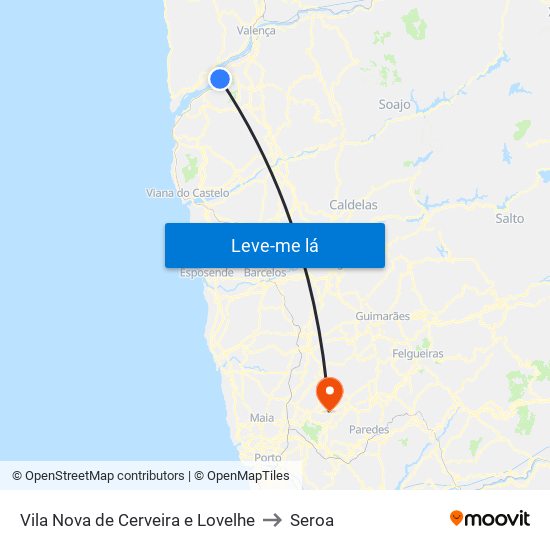 Vila Nova de Cerveira e Lovelhe to Seroa map