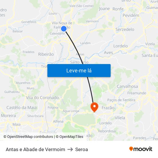 Antas e Abade de Vermoim to Seroa map