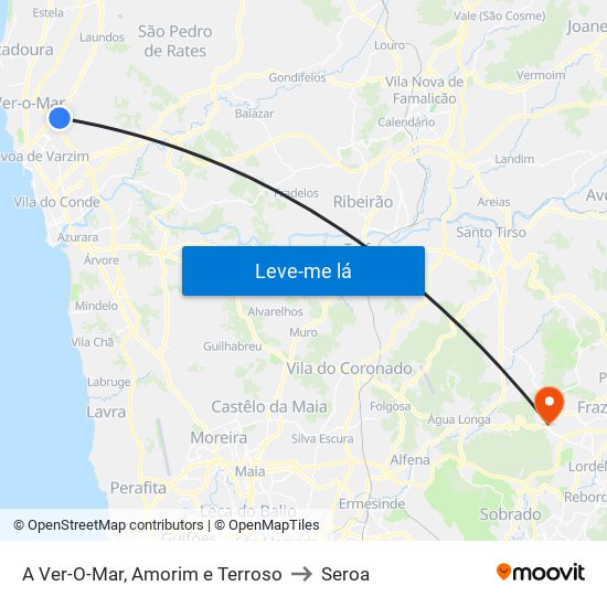 A Ver-O-Mar, Amorim e Terroso to Seroa map