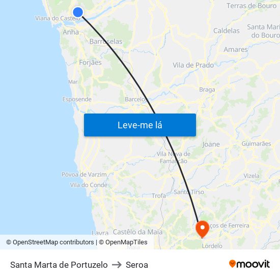 Santa Marta de Portuzelo to Seroa map