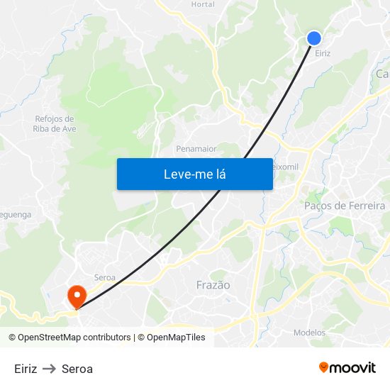 Eiriz to Seroa map