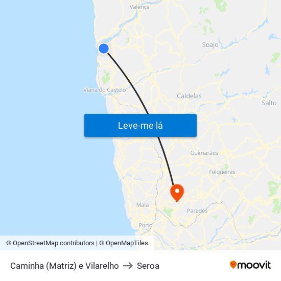 Caminha (Matriz) e Vilarelho to Seroa map