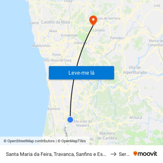 Santa Maria da Feira, Travanca, Sanfins e Espargo to Seroa map