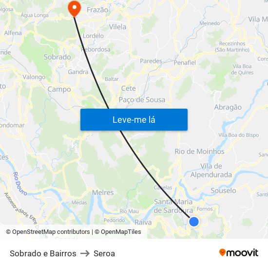 Sobrado e Bairros to Seroa map