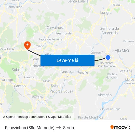 Recezinhos (São Mamede) to Seroa map